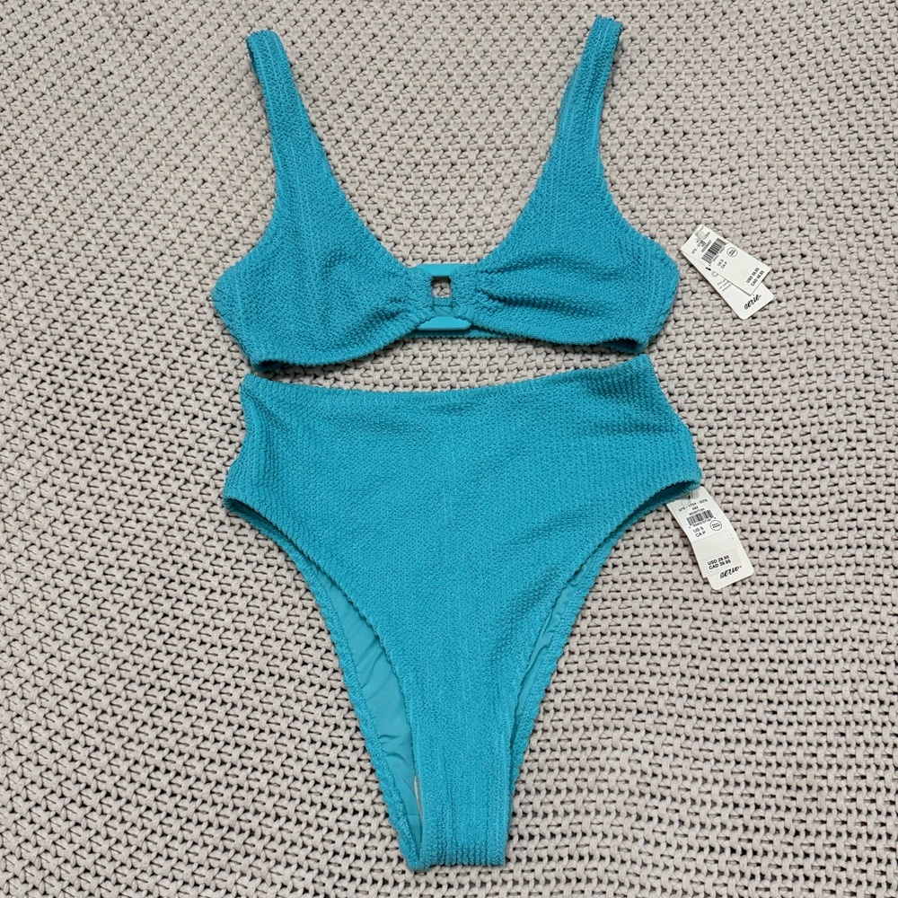 Aerie Teal Textured Bikini Set
